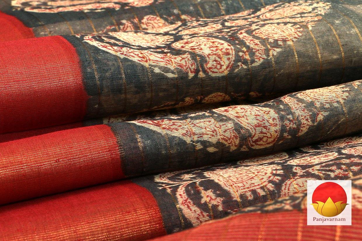 Handwoven Ajrakh Print Cotton Saree - PSC 1002 - Archives - Cotton Saree - Panjavarnam