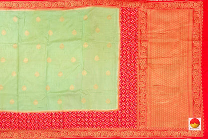 Handwoven Banarasi Crepe Silk Saree - Ikkat Border - PB 275 - Banarasi Silk - Panjavarnam