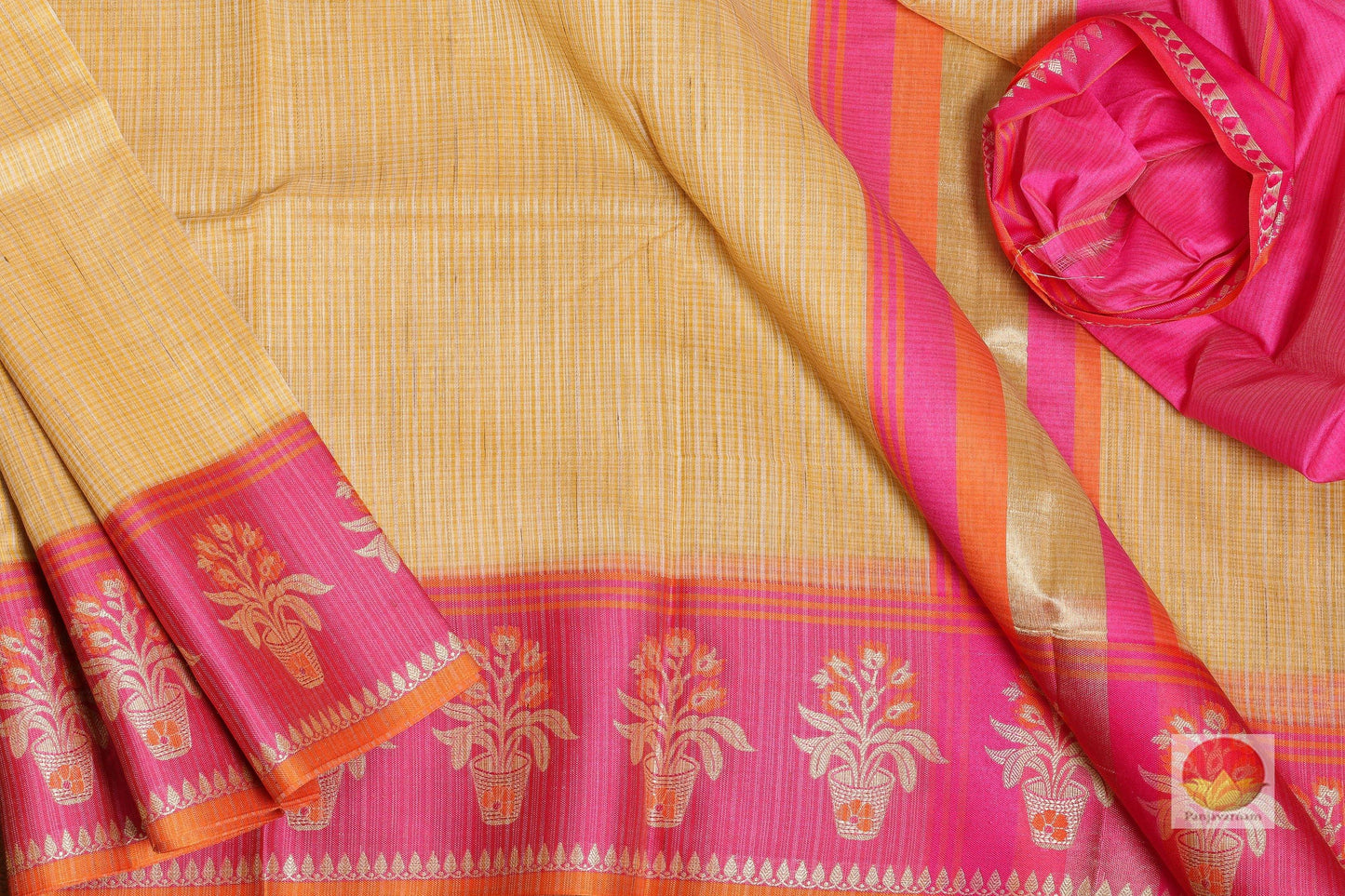 Handwoven Banarasi Silk Cotton saree - PSC 340 - Silk Cotton - Panjavarnam