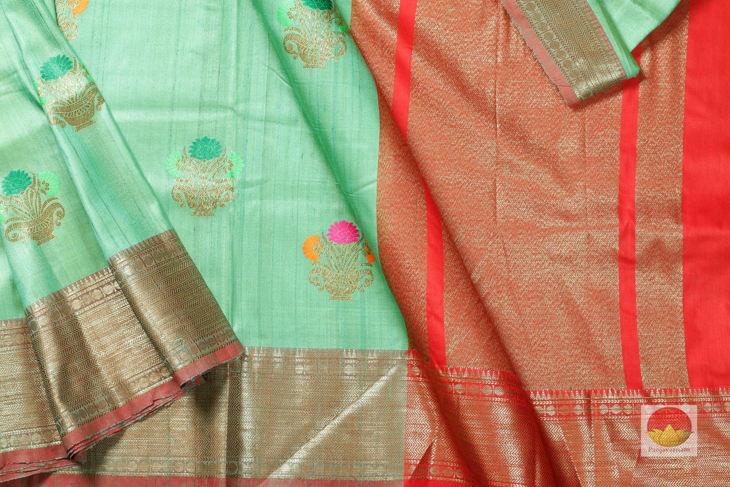 Handwoven Banarasi Tussar Pure Silk Saree - Tussar Silk - PBT 19 - Banarasi Silk - Panjavarnam