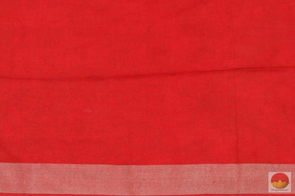 Handwoven Embroided Linen Saree - Silver Zari - PL 271 - Archives - Linen Sari - Panjavarnam