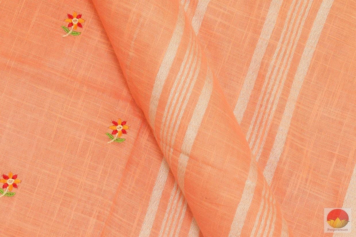 Handwoven Embroided Linen Saree - Silver Zari - PL 272 Archives - Linen Sari - Panjavarnam