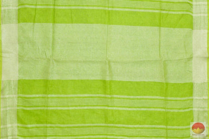 Handwoven Embroided Linen Saree - Silver Zari - PL 280 - Archives - Linen Sari - Panjavarnam