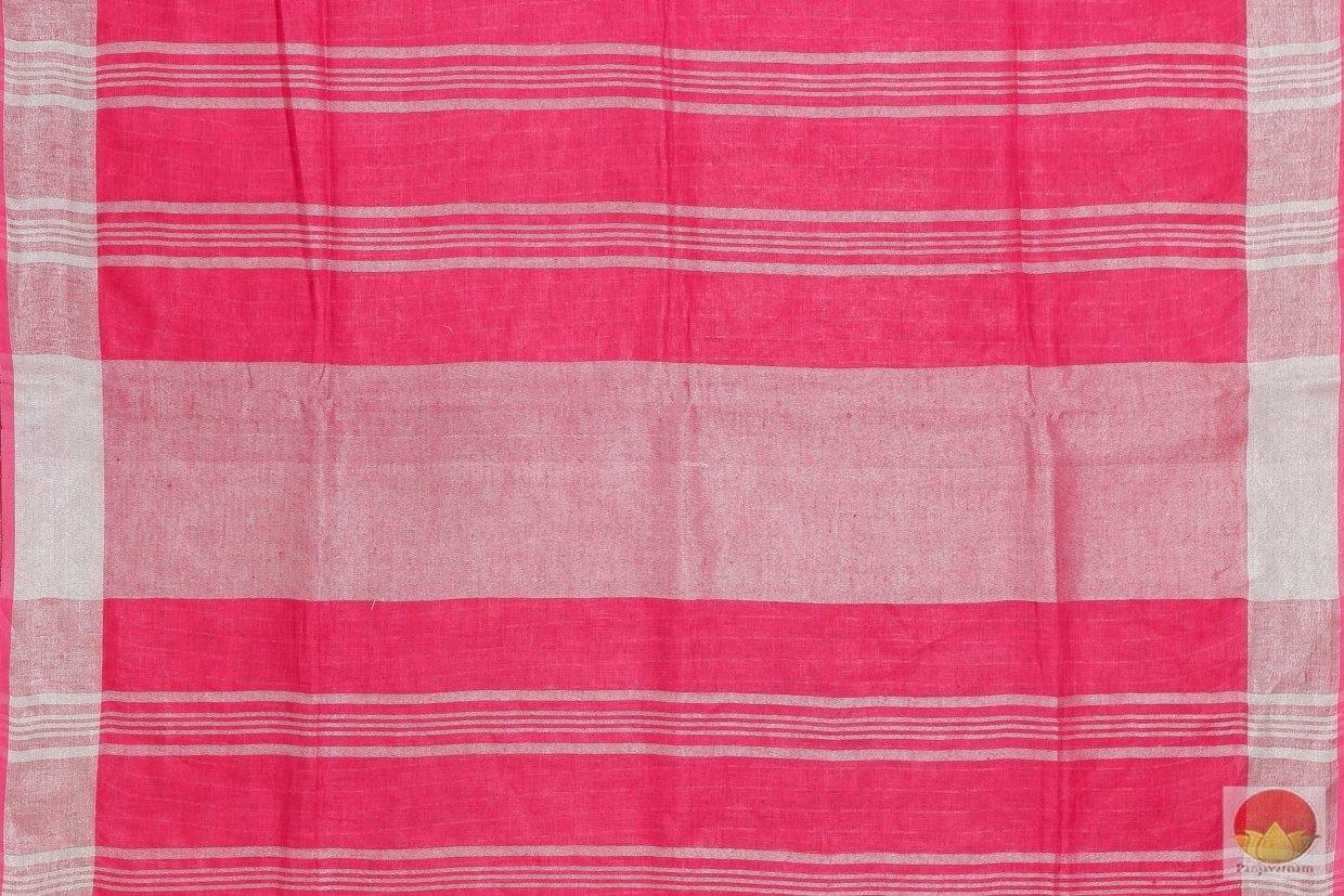 Handwoven Embroided Linen Saree - Silver Zari - PL 284 Archives - Linen Sari - Panjavarnam