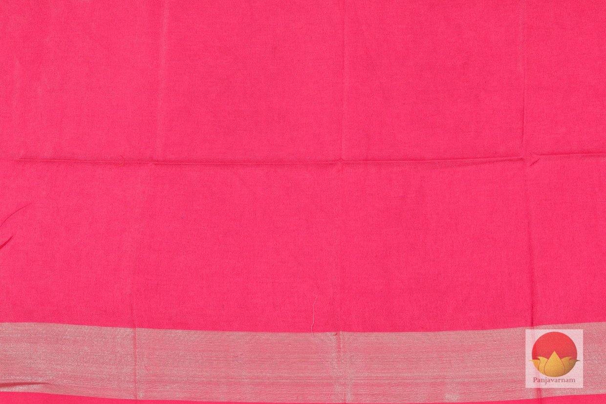 Handwoven Embroided Linen Saree - Silver Zari - PL 340 - Archives - Linen Sari - Panjavarnam