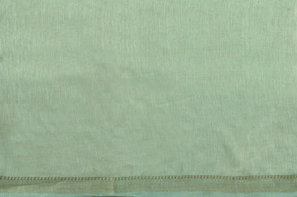 Handwoven Embroidered Linen Saree - Gold Zari - PL 907 - Archives - Linen Sari - Panjavarnam