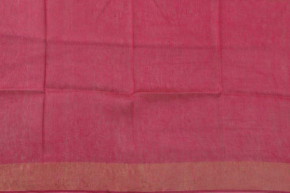 Handwoven Embroidered Linen Saree - Gold Zari - PL 909 - Archives - Linen Sari - Panjavarnam