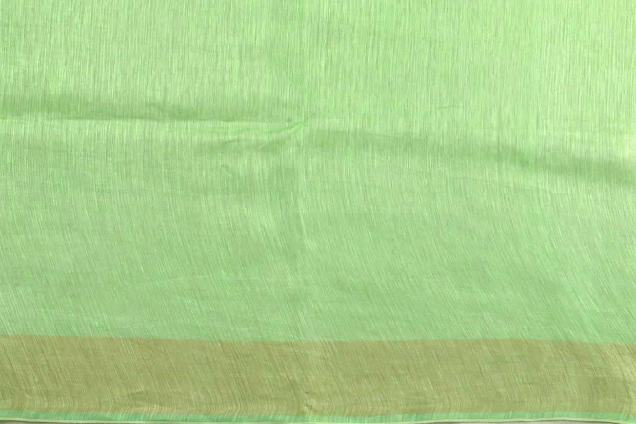 Handwoven Embroidered Linen Saree - Gold Zari - PL 912 - Linen Sari - Panjavarnam PL 912