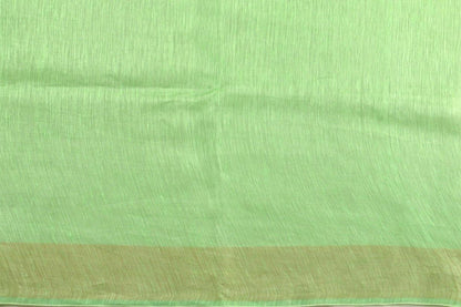 Handwoven Embroidered Linen Saree - Gold Zari - PL 912 - Linen Sari - Panjavarnam PL 912