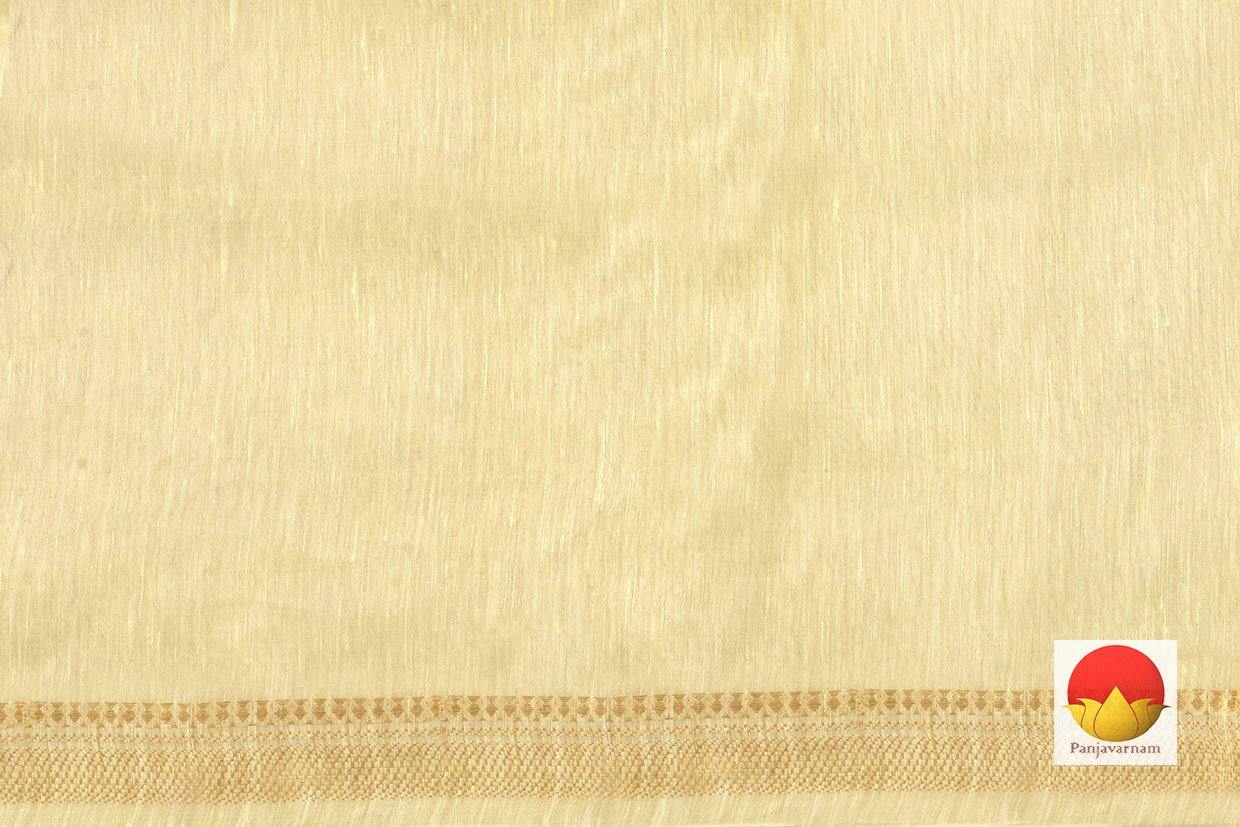 Handwoven Embroidered Linen Saree - Gold Zari - PL 938 - Archives - Linen Sari - Panjavarnam
