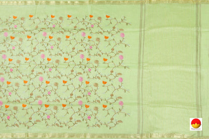 Handwoven Embroidered Linen Saree - PL 1037 - Linen Sari - Panjavarnam