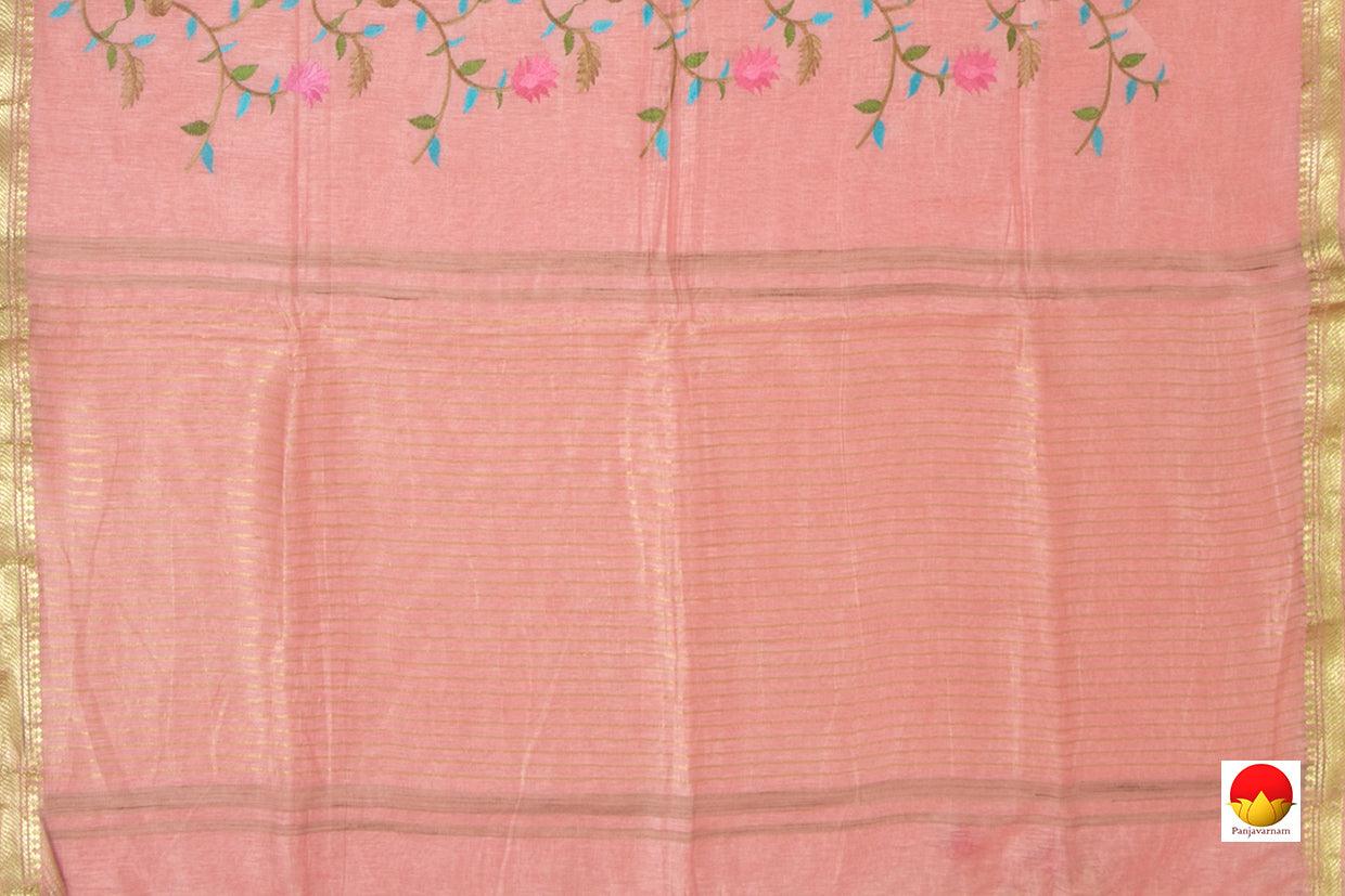 Handwoven Embroidered Linen Saree - PL 1040 - Linen Sari - Panjavarnam