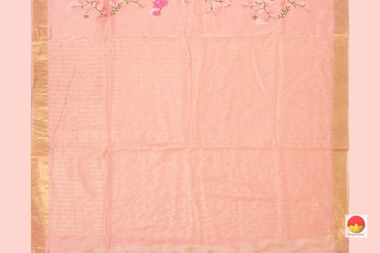 Handwoven Embroidered Linen Saree - PL 1061 - Linen Sari - Panjavarnam