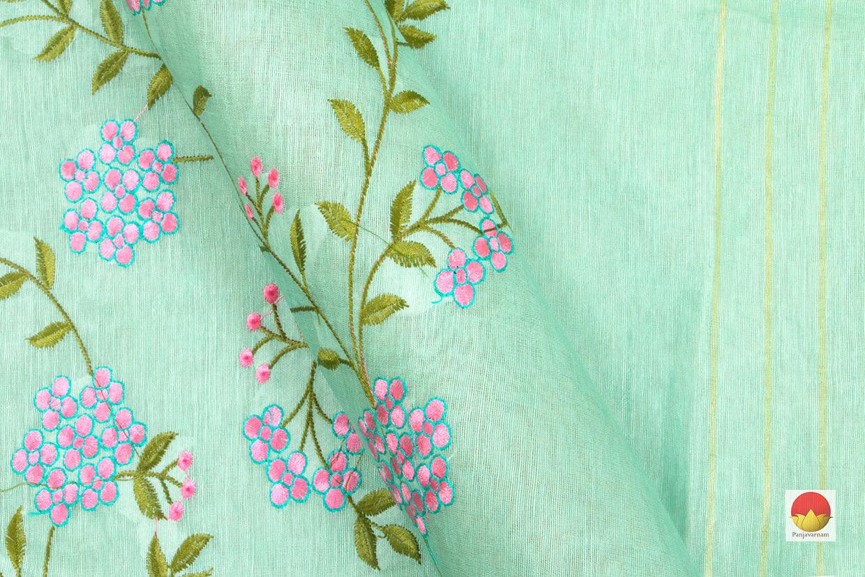 Handwoven Embroidered Linen Saree - PL 1066 - Linen Sari - Panjavarnam
