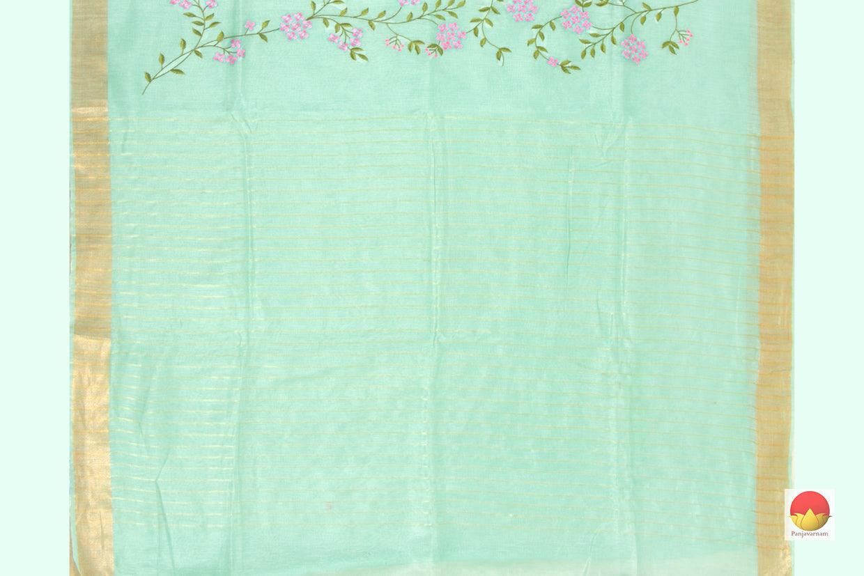 Handwoven Embroidered Linen Saree - PL 1066 - Linen Sari - Panjavarnam