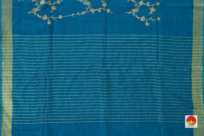 Handwoven Embroidered Linen Saree - PL 1083 - Linen Sari - Panjavarnam