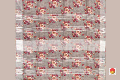 Handwoven Linen Saree - Digital Print - PL 1021 - Linen Sari - Panjavarnam