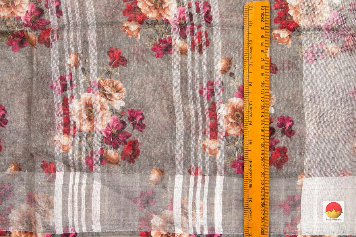 Handwoven Linen Saree - Digital Print - PL 1021 - Linen Sari - Panjavarnam