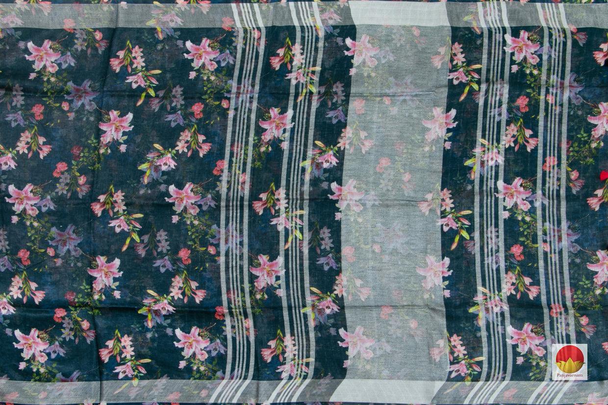 Handwoven Linen Saree - Digital Print - PL 1030 - Linen Sari - Panjavarnam