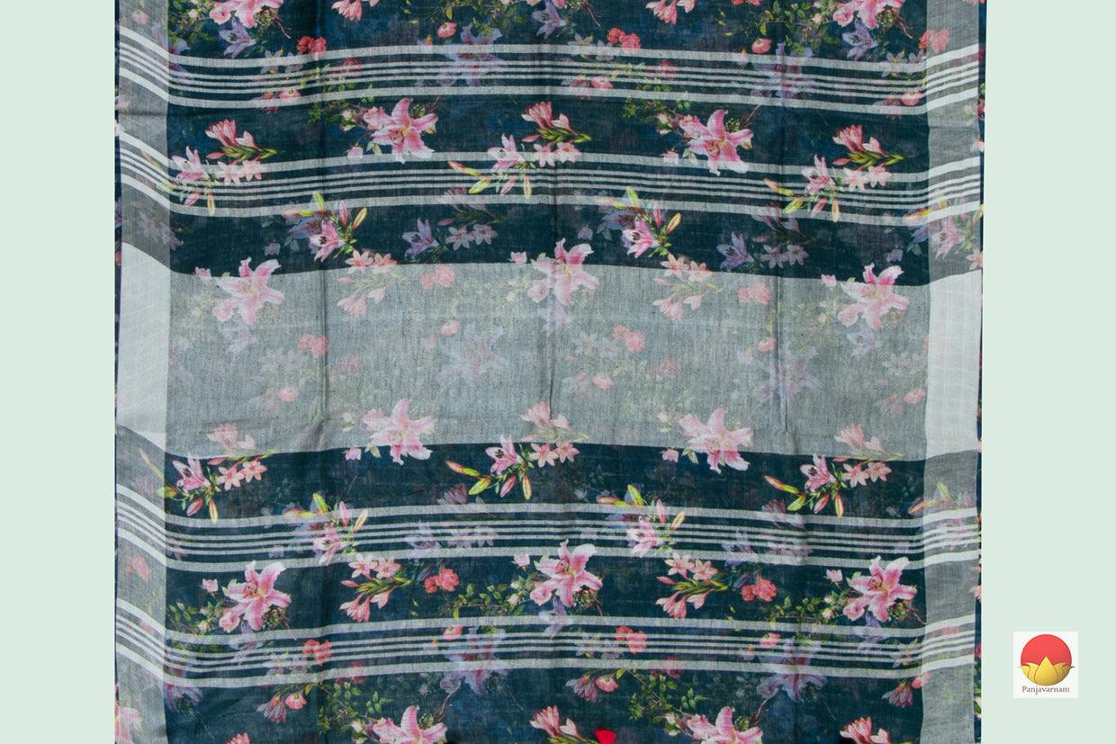 Handwoven Linen Saree - Digital Print - PL 1030 - Linen Sari - Panjavarnam