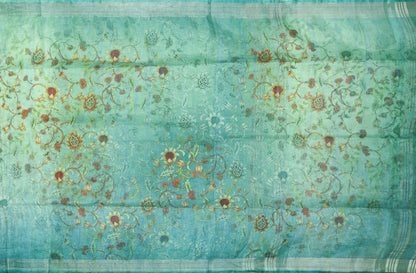 Handwoven Linen Saree - Digital Print - PL 66 - Linen Sari - Panjavarnam