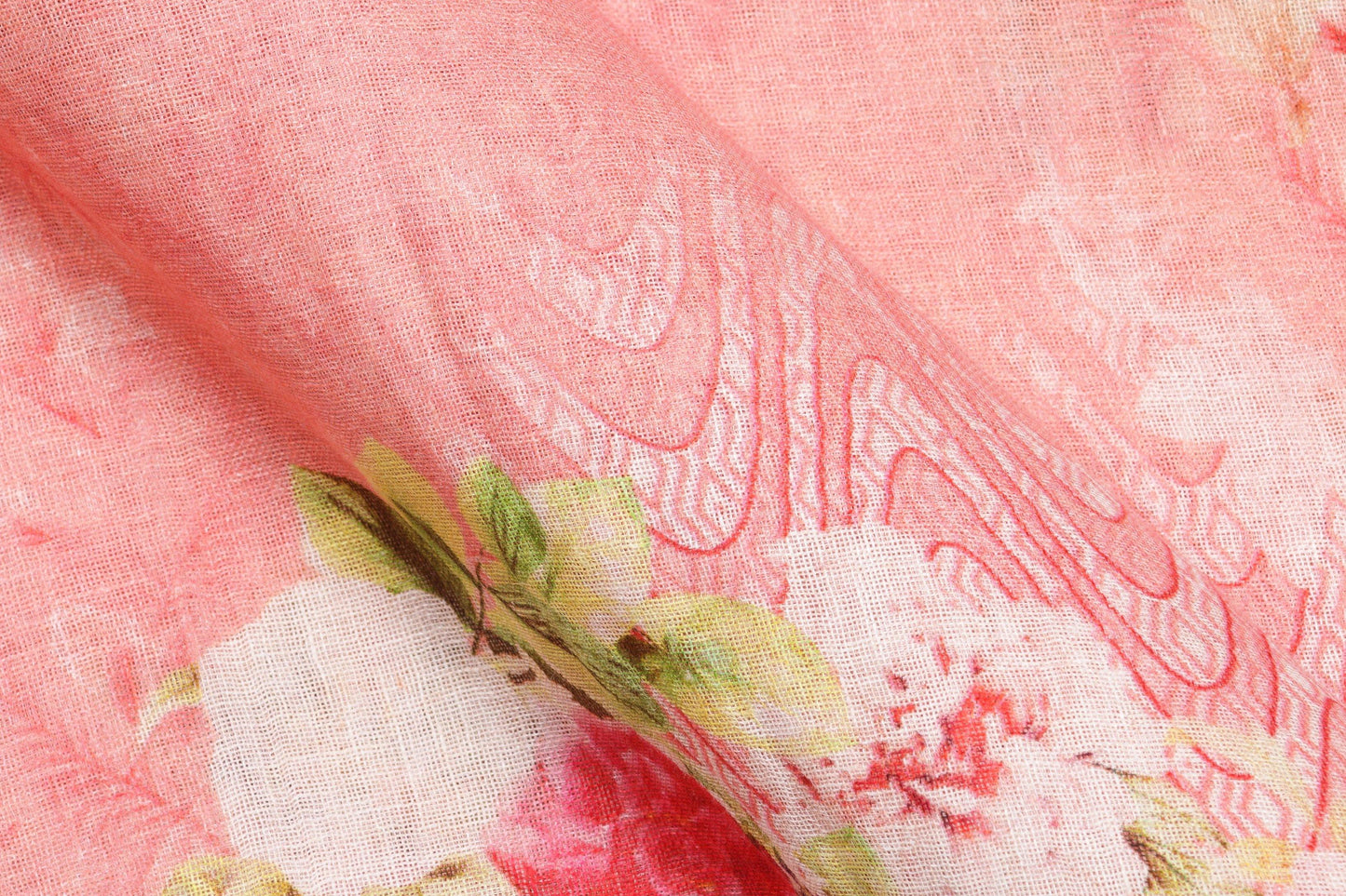 Handwoven Linen Saree - Digital Print - PL 72 - Linen Sari - Panjavarnam PL 72