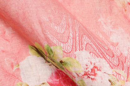 Handwoven Linen Saree - Digital Print - PL 72 - Linen Sari - Panjavarnam PL 72