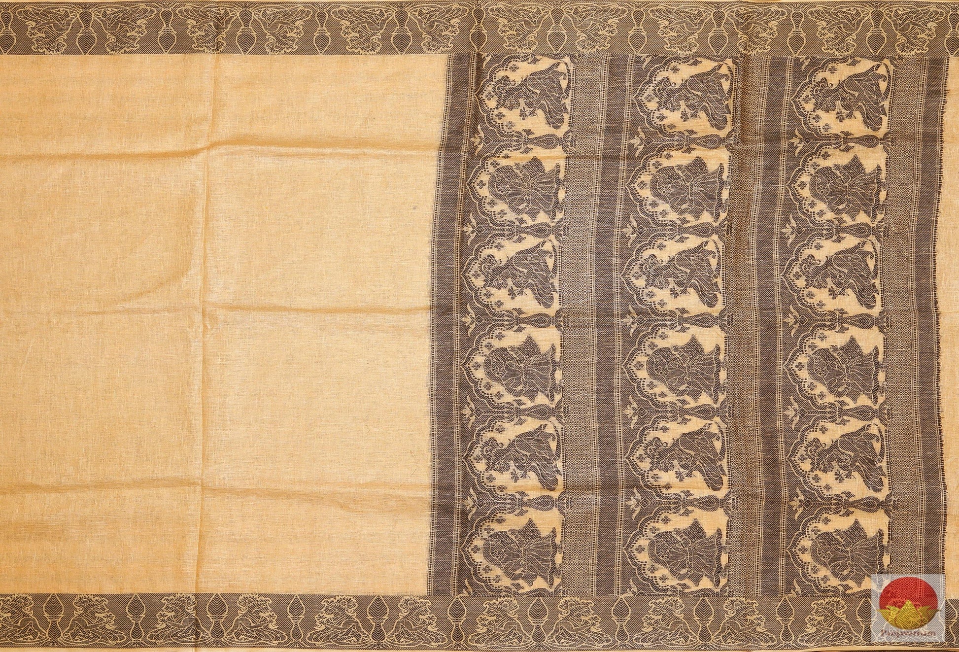 Handwoven Linen Saree - Embroidery Motifs - PL 150 Archives - Linen Sari - Panjavarnam