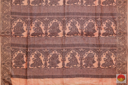 Handwoven Linen Saree - Embroidery Motifs - PL 153 Archives - Linen Sari - Panjavarnam