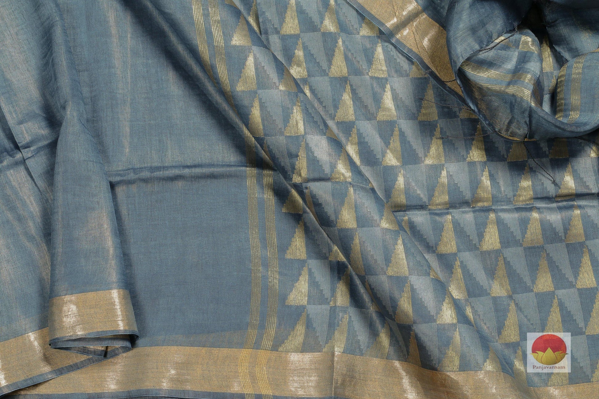 Handwoven Linen Saree - Gold Zari - PL 114 - Panjavarnam 