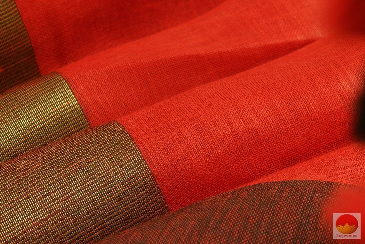 Handwoven Linen Saree - Gold Zari - PL 260 - Archives - Linen Sari - Panjavarnam