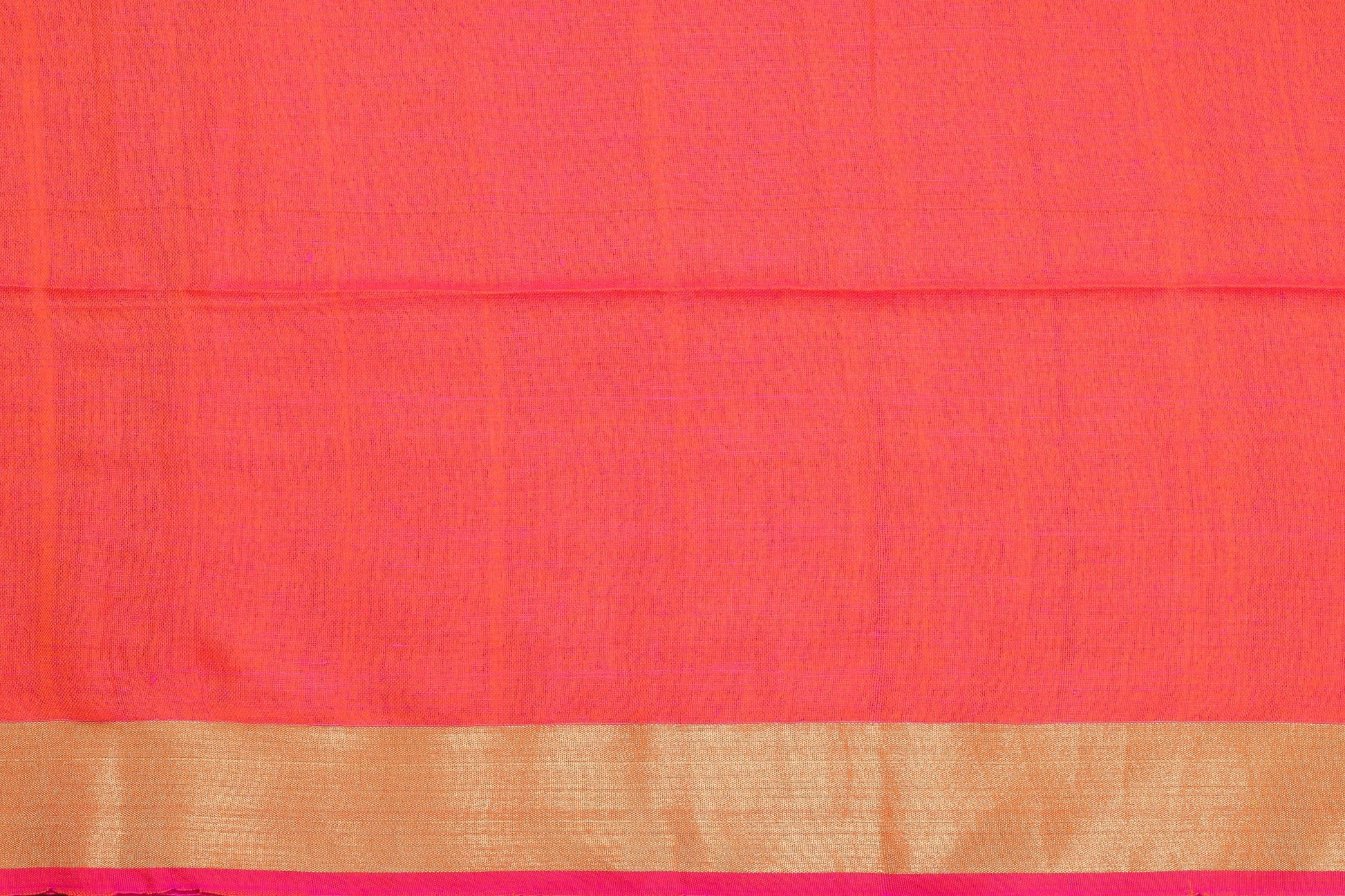 Handwoven Linen Saree - Gold Zari - PL 47 - Linen Sari - Panjavarnam