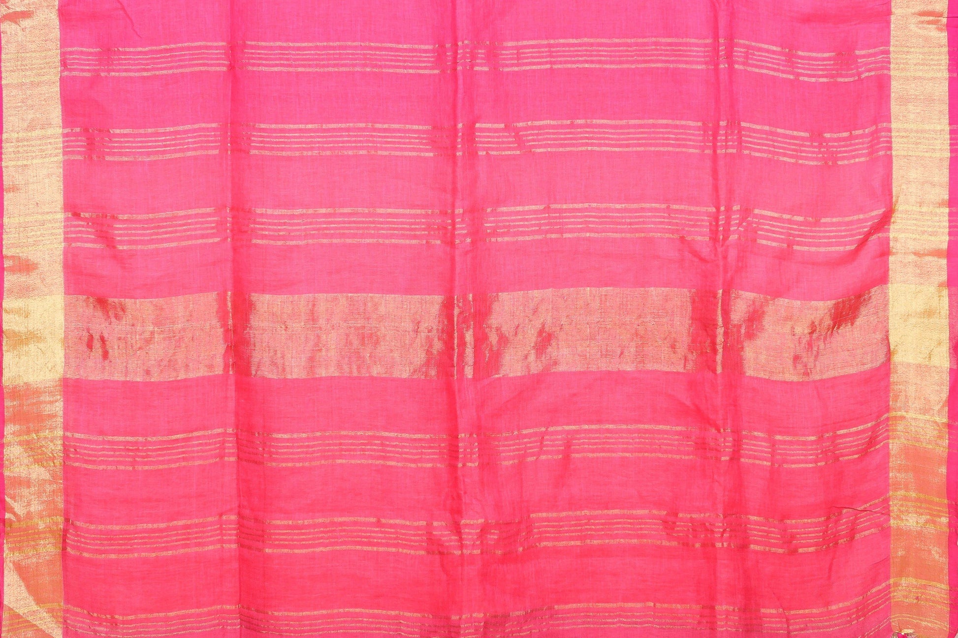 Handwoven Linen Saree - Gold Zari - PL 47 - Linen Sari - Panjavarnam PL 47