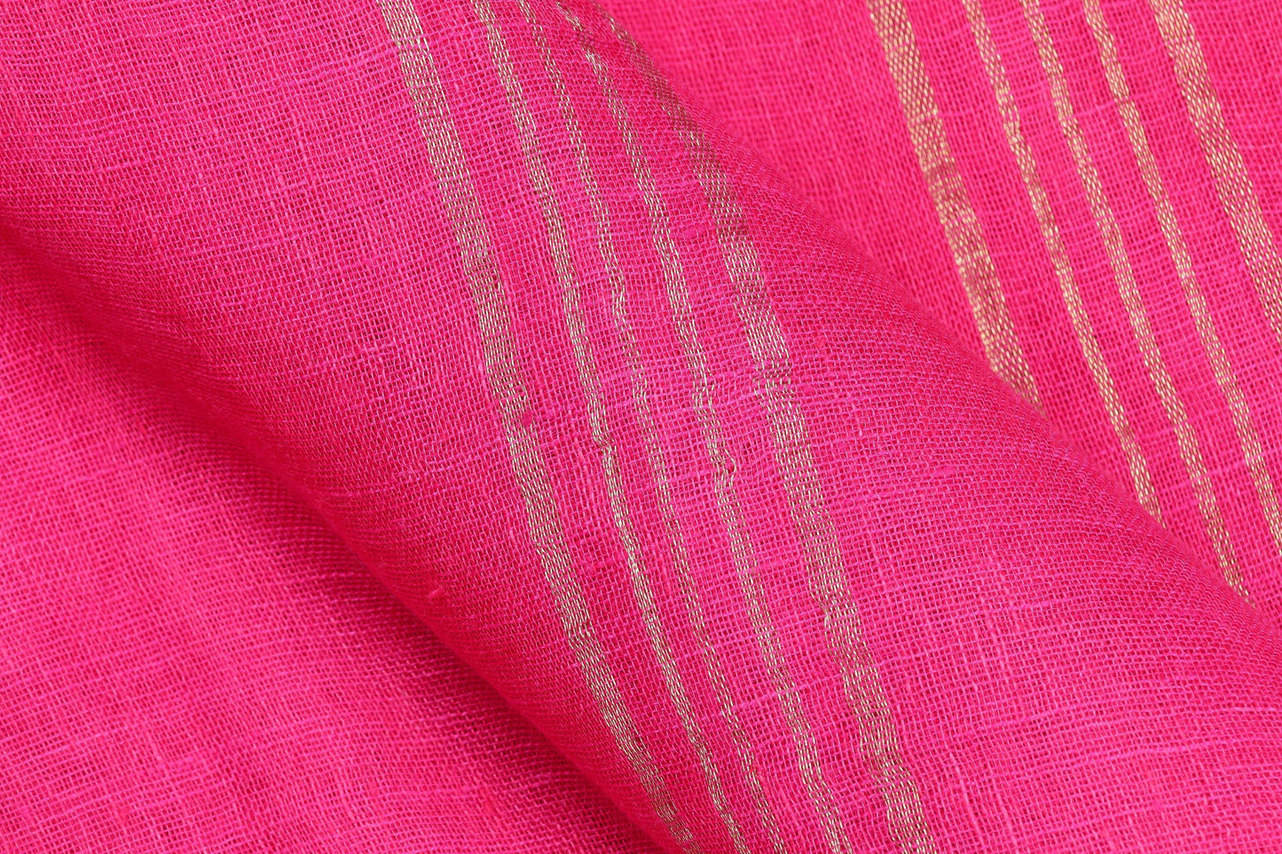 Handwoven Linen Saree - Gold Zari - PL 47 - Linen Sari - Panjavarnam PL 47