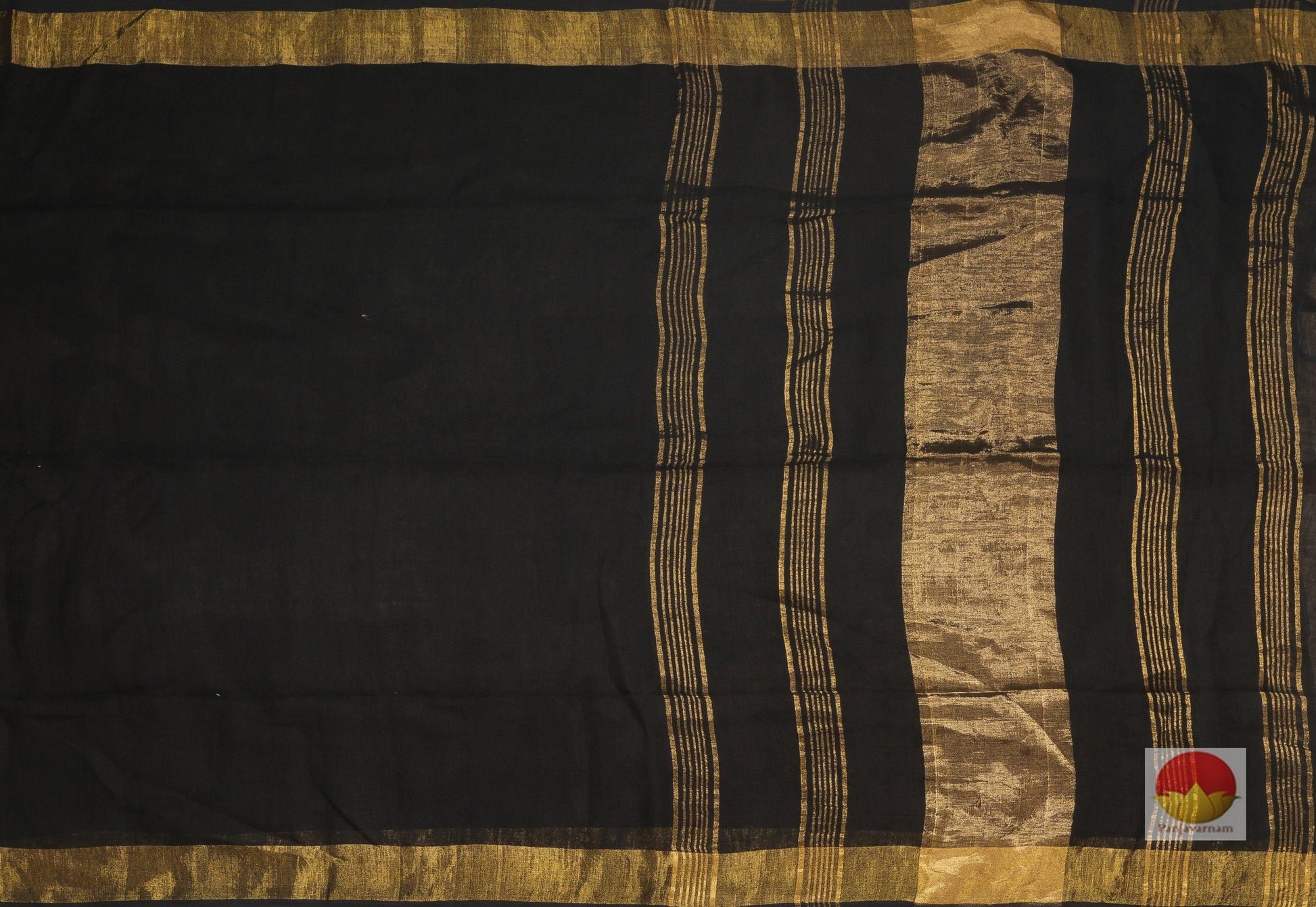 Handwoven Linen Saree - Gold Zari - PL 93 Archives - Linen Sari - Panjavarnam
