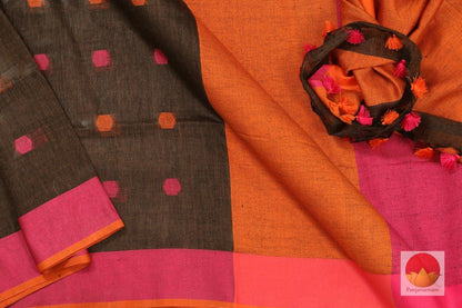 Handwoven Linen Saree - PL 367 - Archives - Linen Sari - Panjavarnam