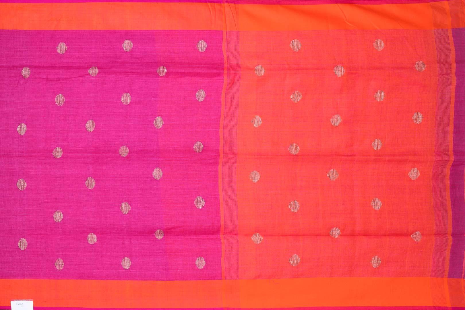 Handwoven Linen Saree PL 37 - Linen Sari - Panjavarnam PL 37