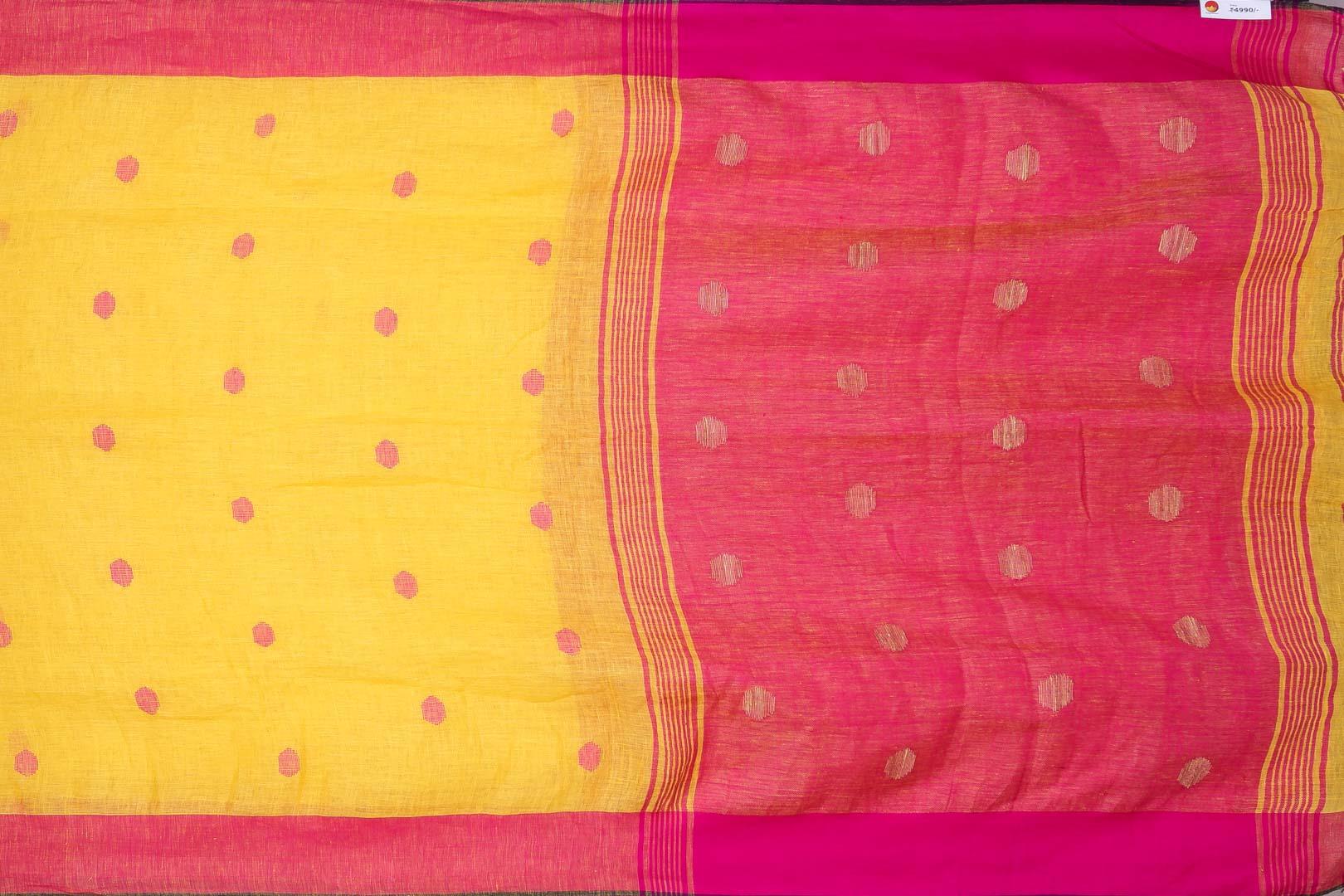 Handwoven Linen Saree PL 38 - Linen Sari - Panjavarnam PL 38