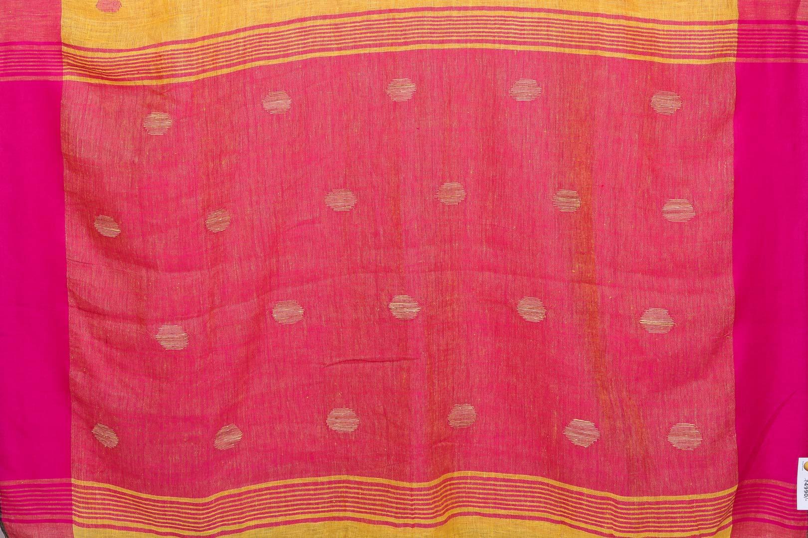 Handwoven Linen Saree PL 38 - Linen Sari - Panjavarnam PL 38