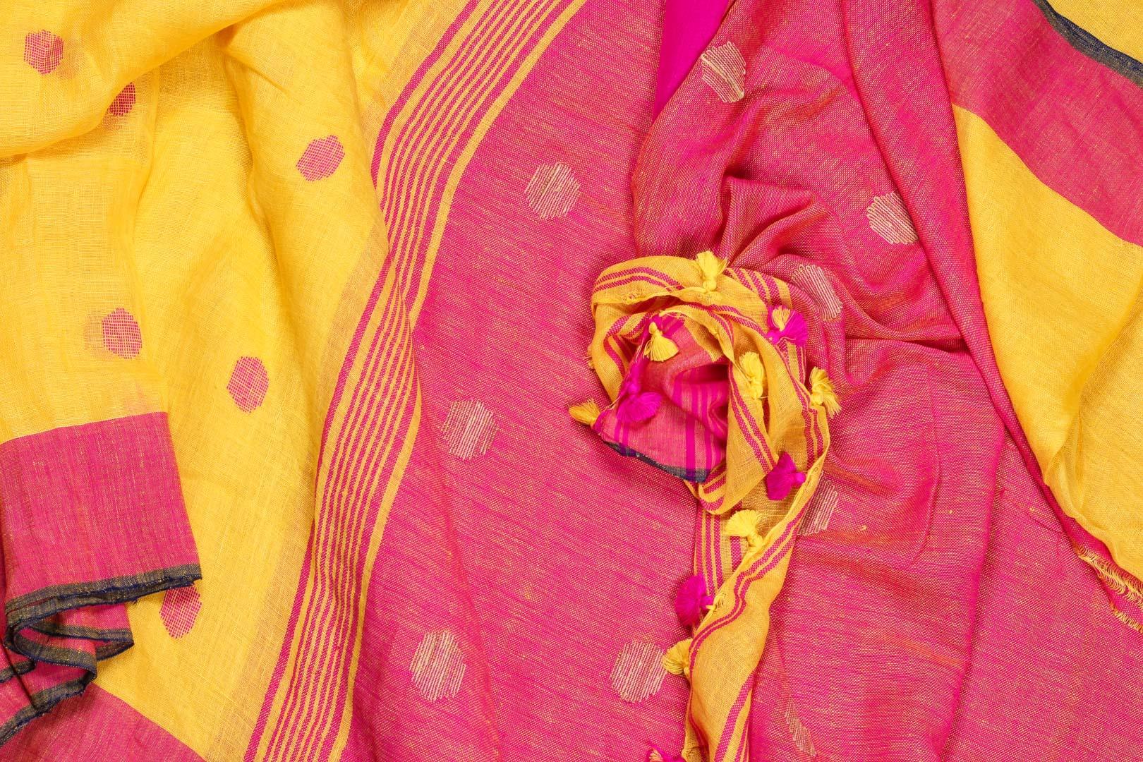 Handwoven Linen Saree PL 38 - Linen Sari - Panjavarnam PL 38