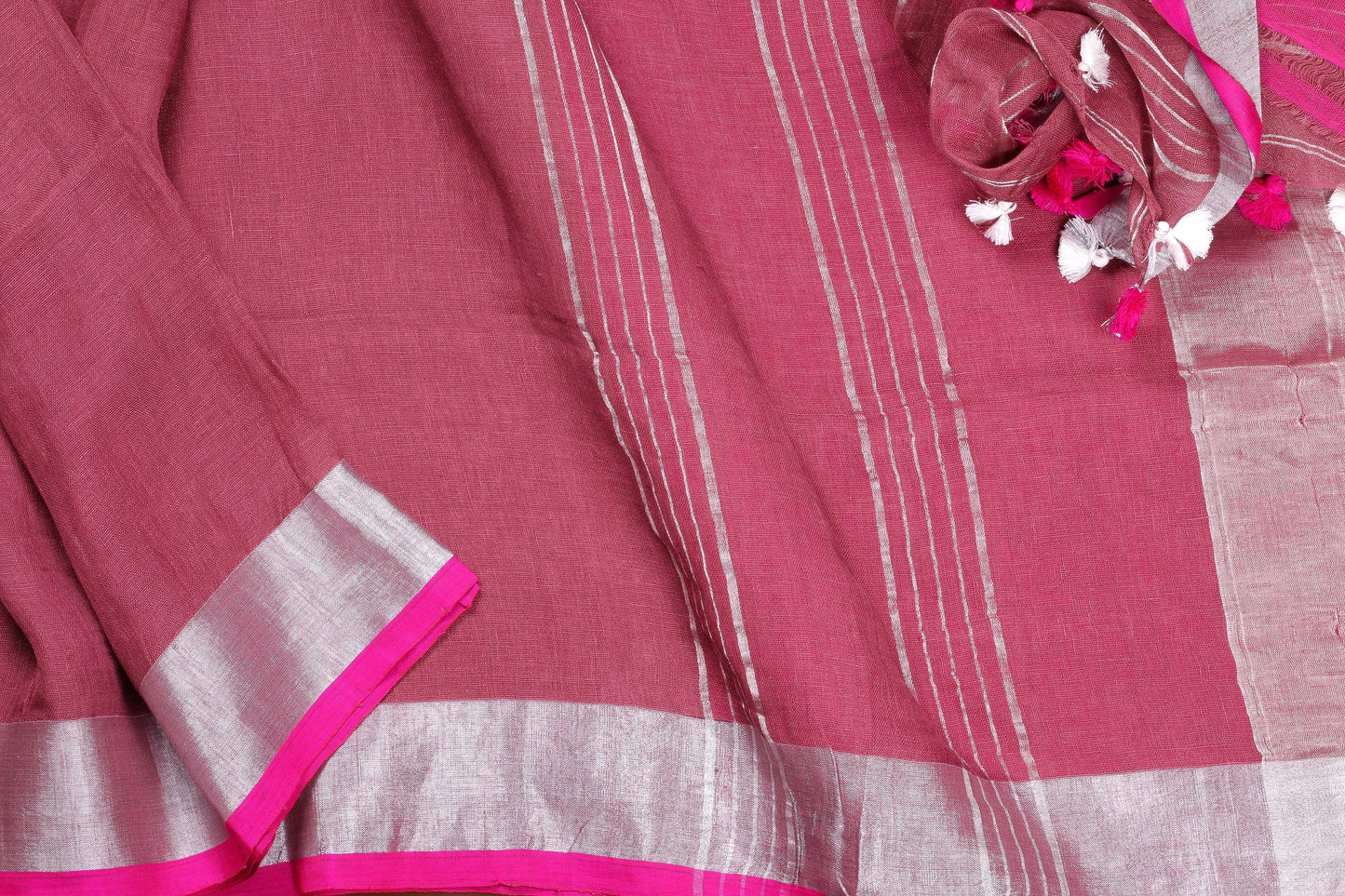 Handwoven Linen Saree - PL 55 - Linen Sari - Panjavarnam