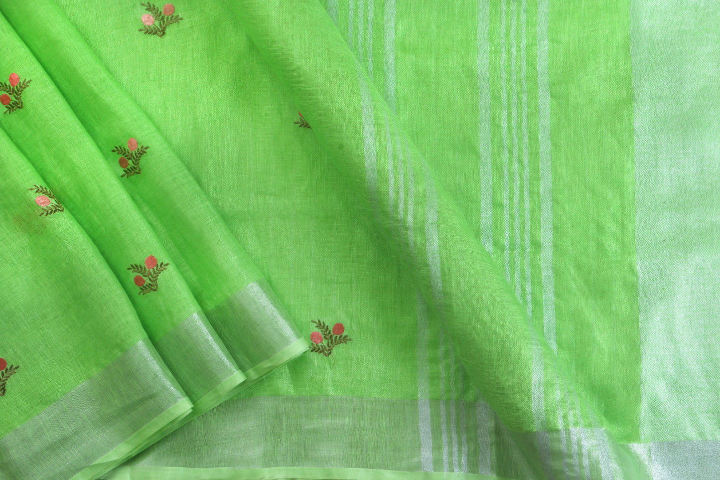 Handwoven Linen Saree - PL 902 - Linen Sari - Panjavarnam