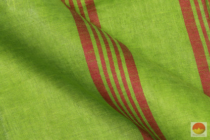 Handwoven Linen Saree - Silver Zari - PL - 162 - Archives - Linen Sari - Panjavarnam