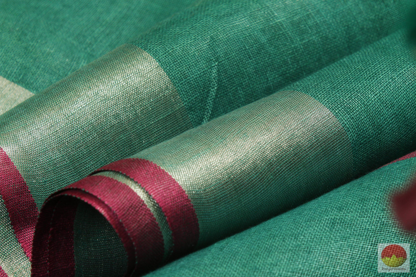 Handwoven Linen Saree - Silver Zari - PL -163 Archives - Linen Sari - Panjavarnam