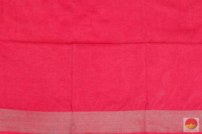 Handwoven Linen Saree - Silver Zari - PL - 165 - Linen Sari - Panjavarnam