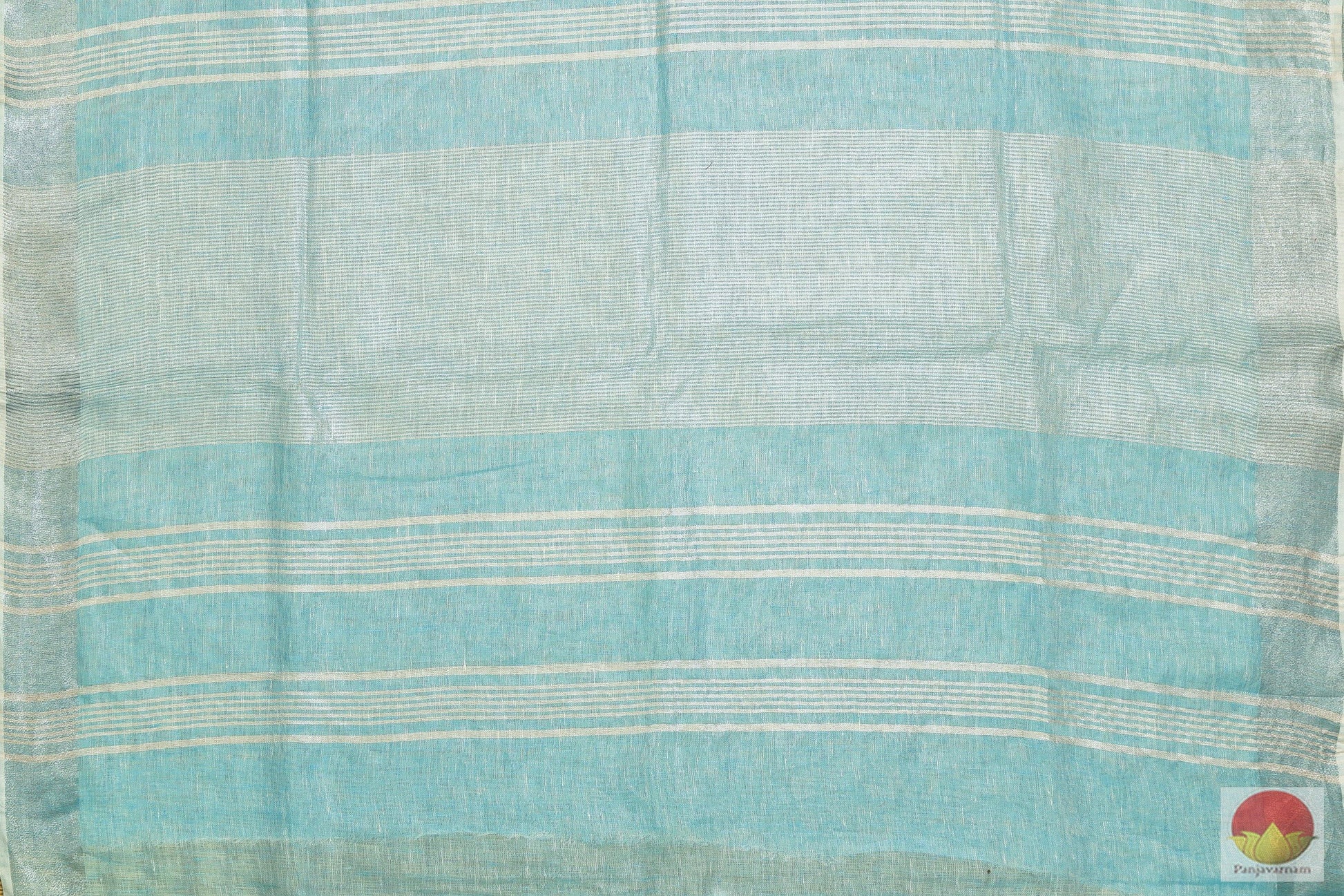 Handwoven Linen Saree - Silver Zari - PL - 166 - Linen Sari - Panjavarnam