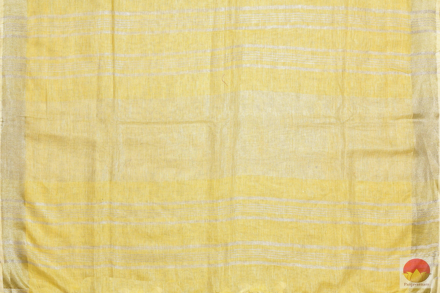 Handwoven Linen Saree - Silver Zari - PL - 169 - Archives - Linen Sari - Panjavarnam