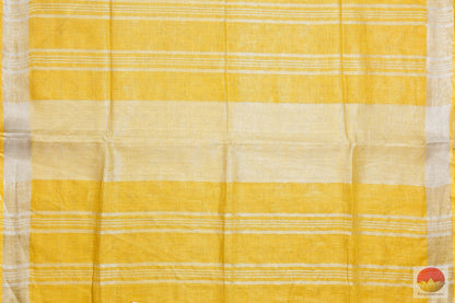 Handwoven Linen Saree - Silver Zari - PL - 174 - Linen Sari - Panjavarnam