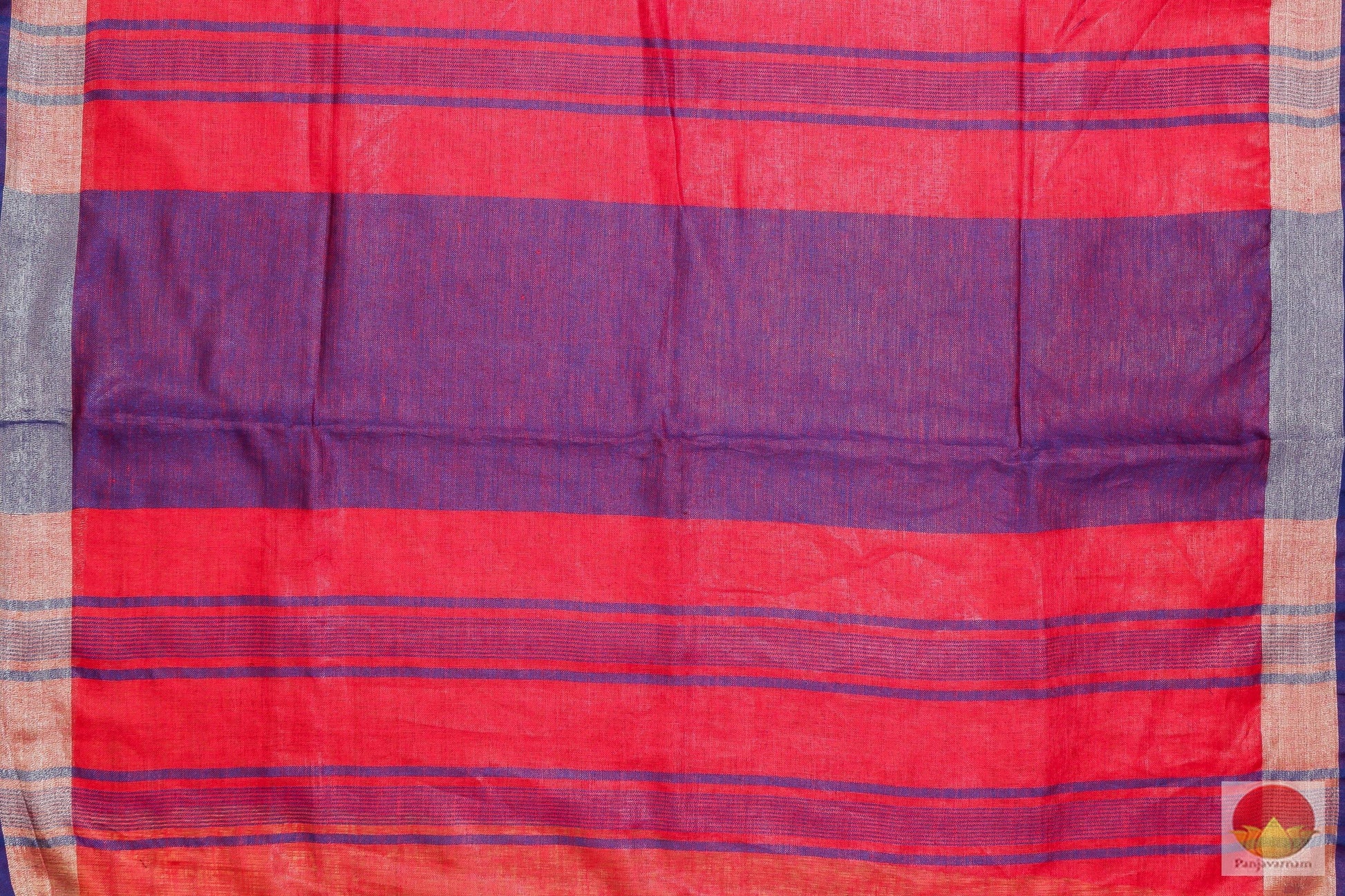 Handwoven Linen Saree - Silver Zari - PL - 184 - Linen Sari - Panjavarnam