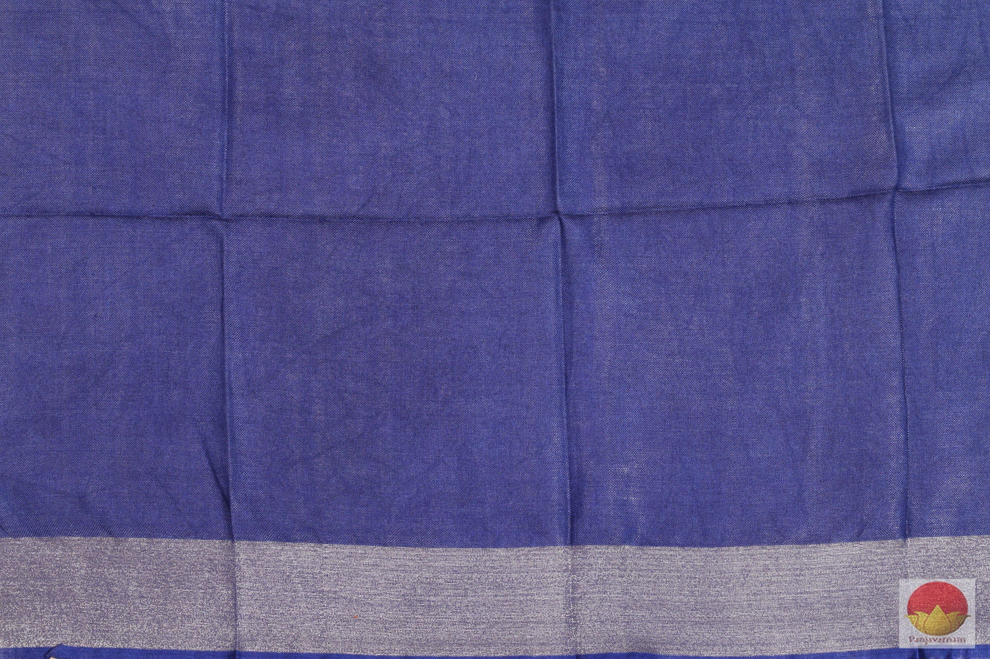 Handwoven Linen Saree - Silver Zari - PL -185 - Linen Sari - Panjavarnam